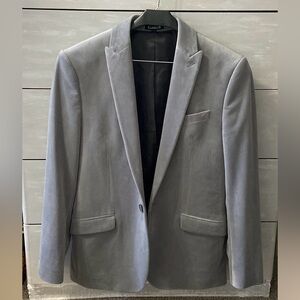 EUC! Express men’s light grey suit jacket w/ velvety look•Size:36Short
